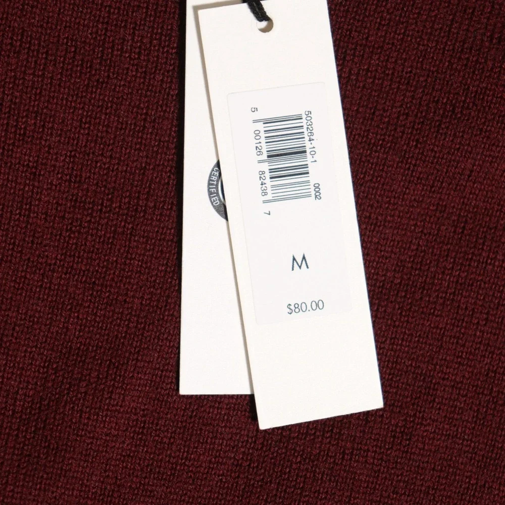 Banana Republic Sweater 100% Merino Wool Crewneck Burgundy Luxury Men M NWT